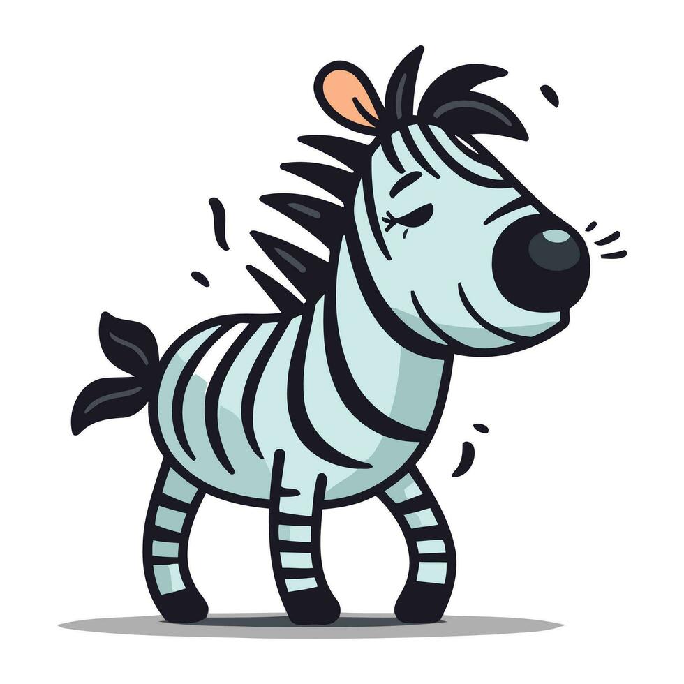 zebra vector illustratie. schattig zebra karakter. tekenfilm dier.