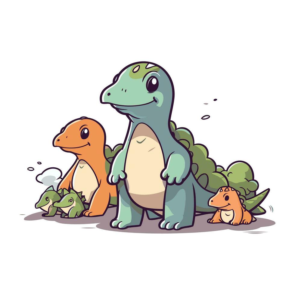 vector illustratie van schattig tekenfilm dinosaurussen. vector illustratie van een schattig dinosaurus.