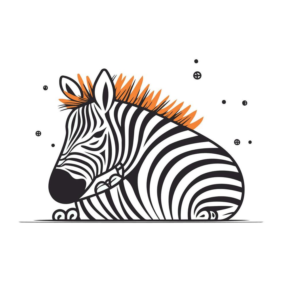 zebra zebra. hand- getrokken vector illustratie in tekenfilm stijl.