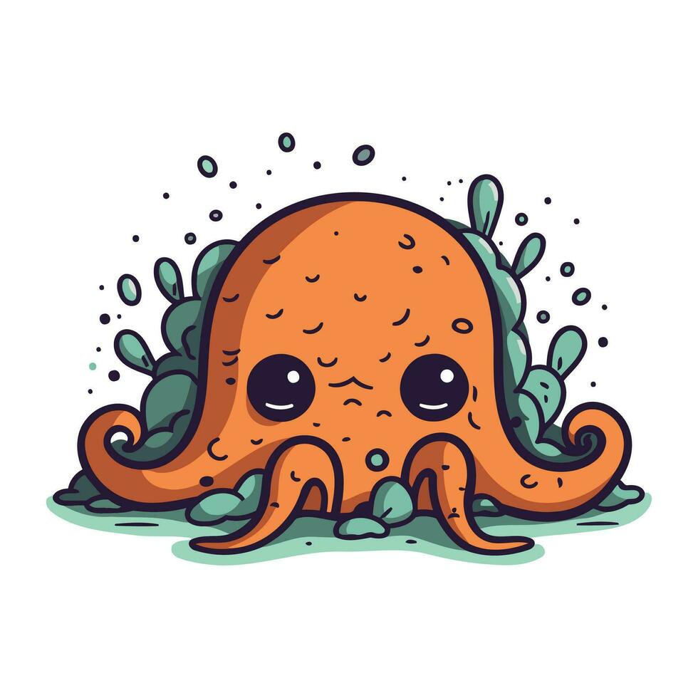 schattig tekenfilm Octopus. vector illustratie geïsoleerd Aan wit achtergrond.