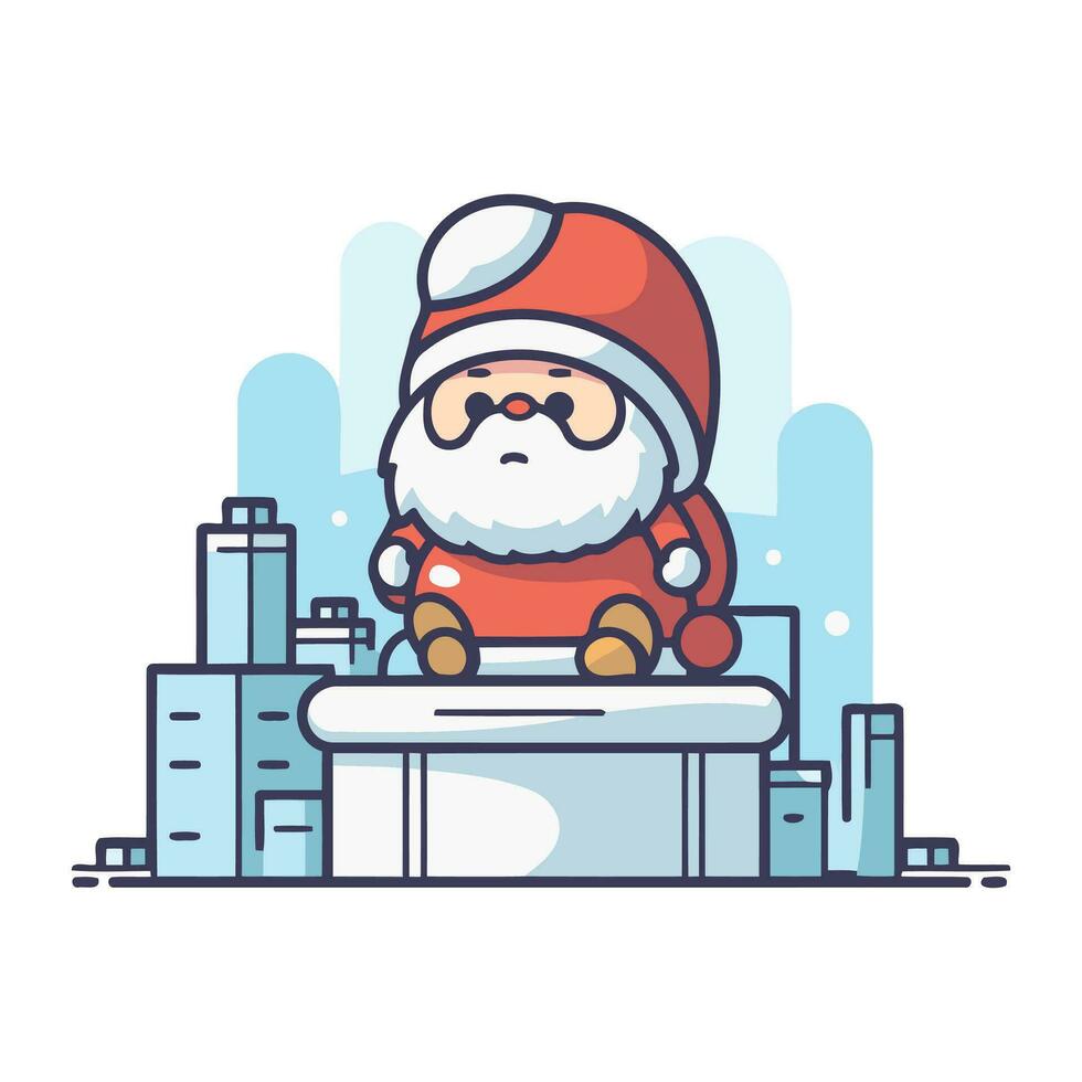 de kerstman claus zittend Aan de schoorsteen. vlak stijl vector illustratie.