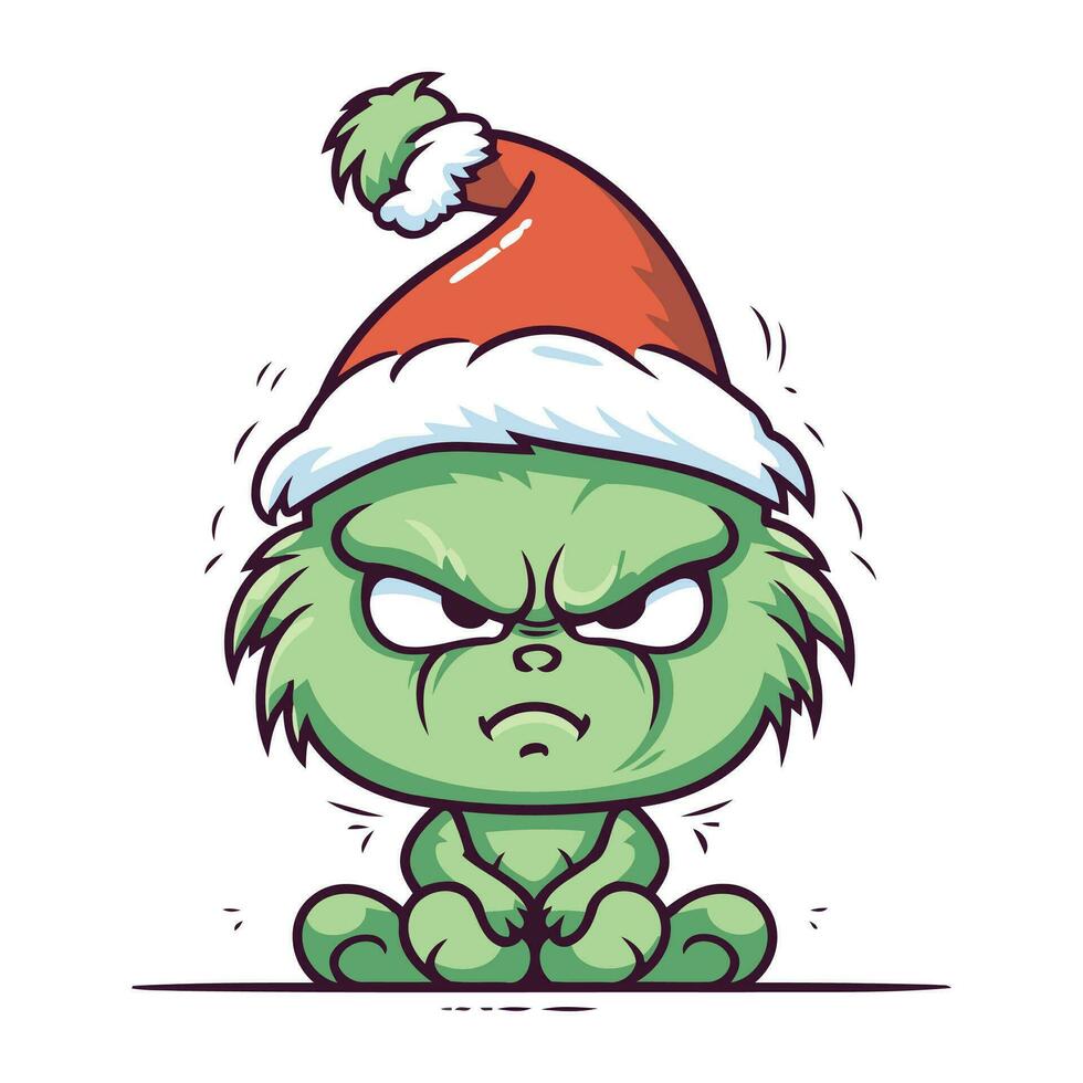 zombie in de kerstman claus hoed. vector illustratie. tekenfilm karakter.