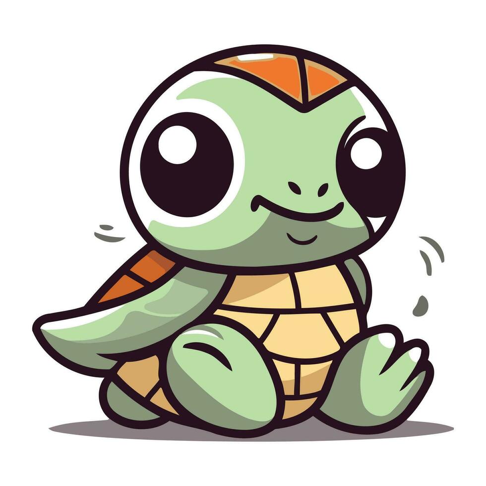 schattig schildpad tekenfilm mascotte karakter vector illustratie geïsoleerd Aan wit achtergrond