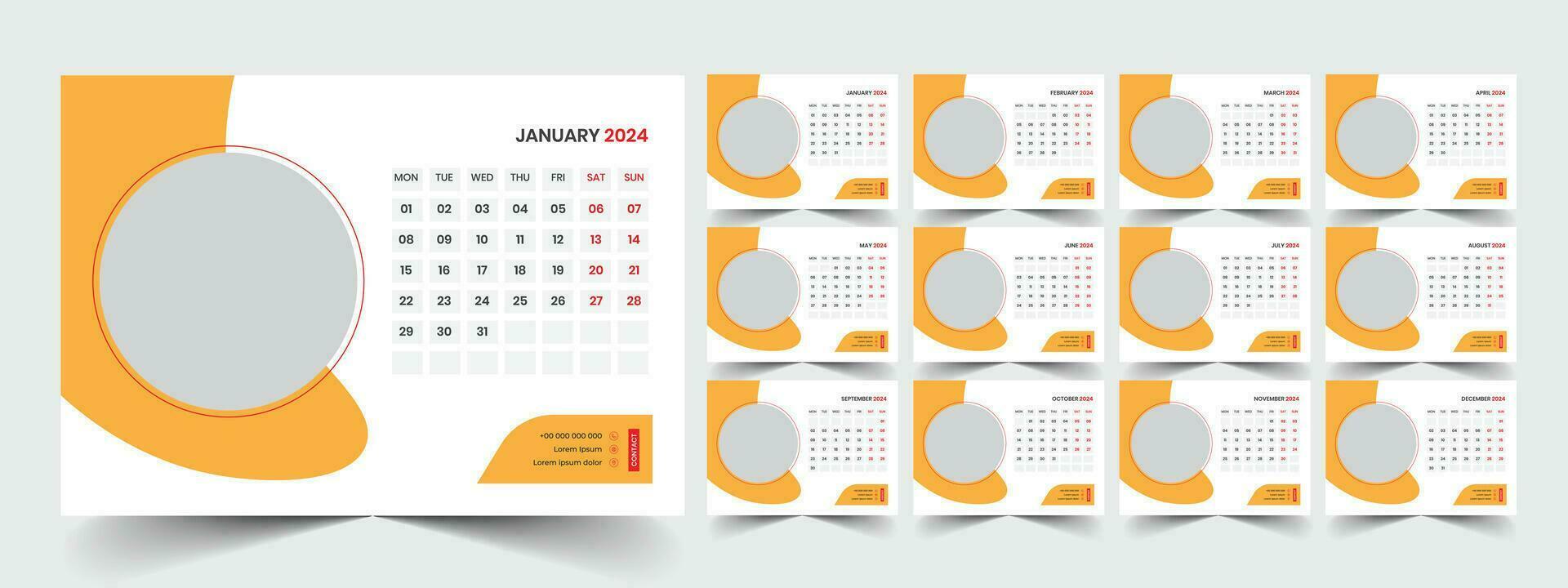 bureau kalender sjabloon 2024 vector