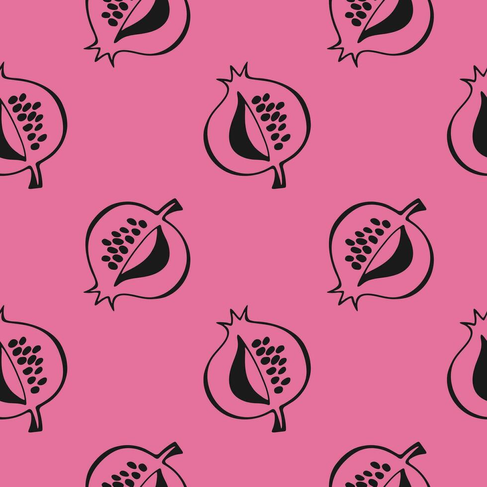 granaatappel roze patroon, hand- getrokken schets tekening. vector