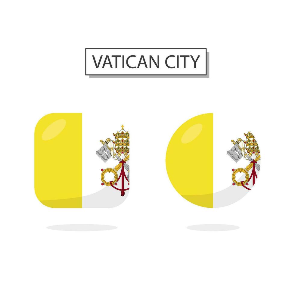 vlag van Vaticaan stad 2 vormen icoon 3d tekenfilm stijl. vector