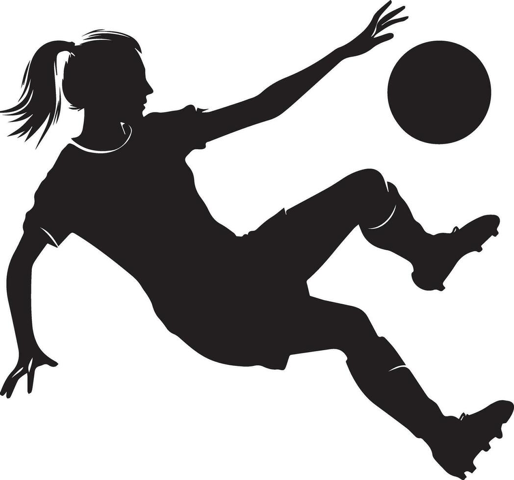 vrouw voetbal speler vector silhouet, vrouw voetbal houding vector