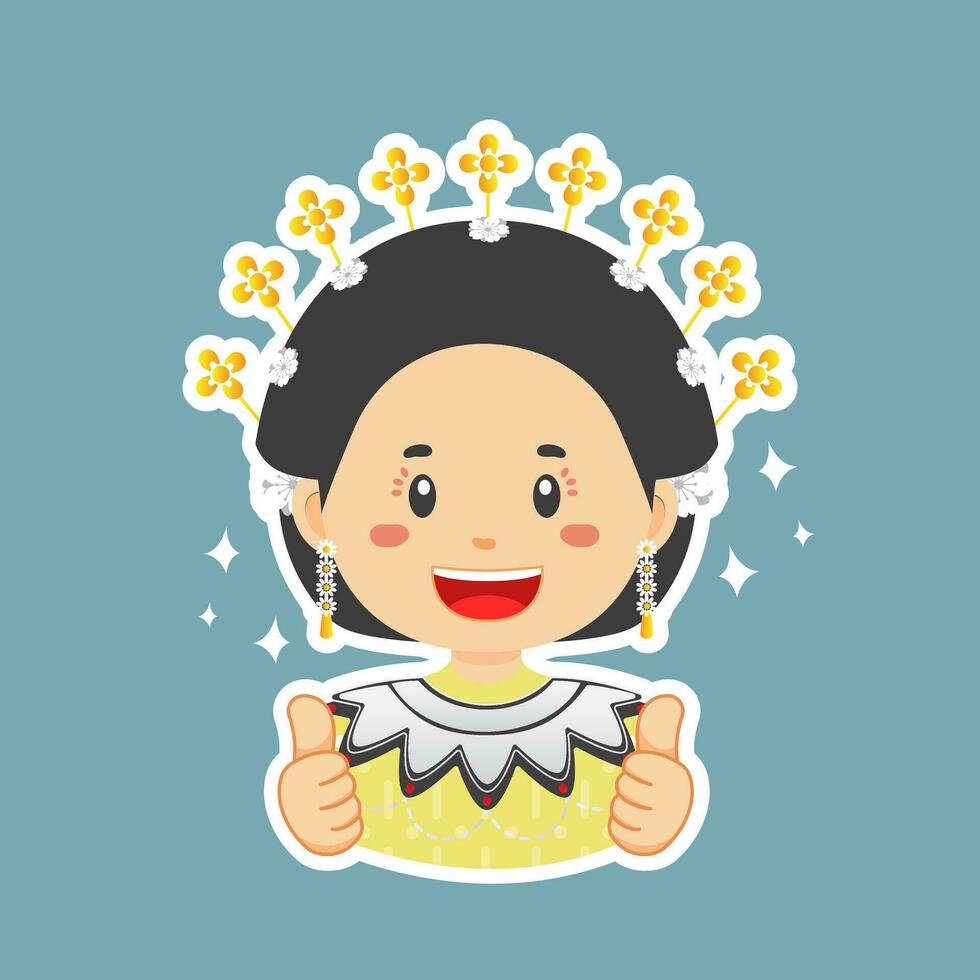 gelukkig gorontalo karakter sticker vector
