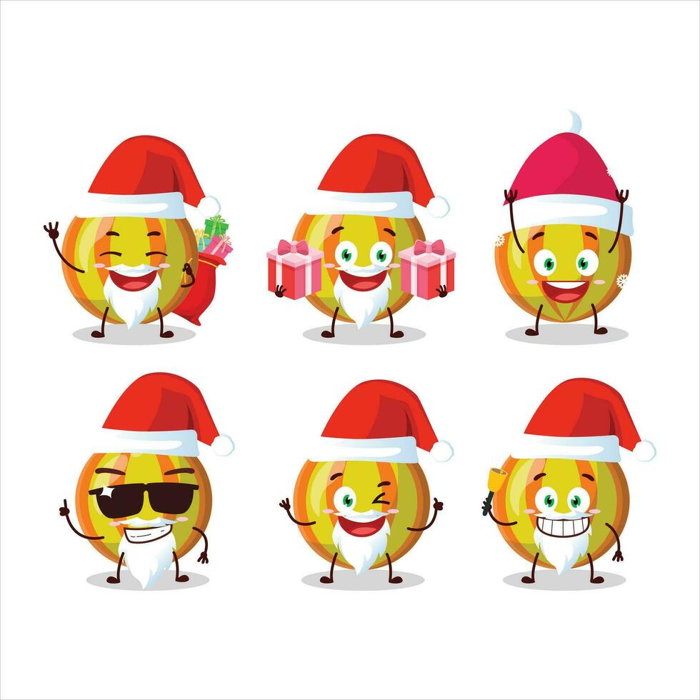 de kerstman claus emoticons met geel snoep tekenfilm karakter vector