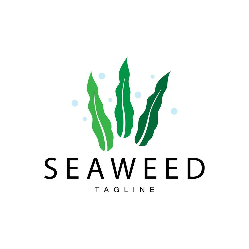 zeewier logo ontwerp, onderwater- fabriek ontwerp illustraties, schoonheidsmiddelen en voedsel ingrediënt vector