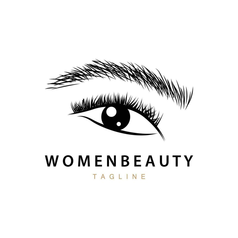 wimper logo, vrouwen oog schoonheid salon gemakkelijk ontwerp met lijn model, vector sjabloon icoon