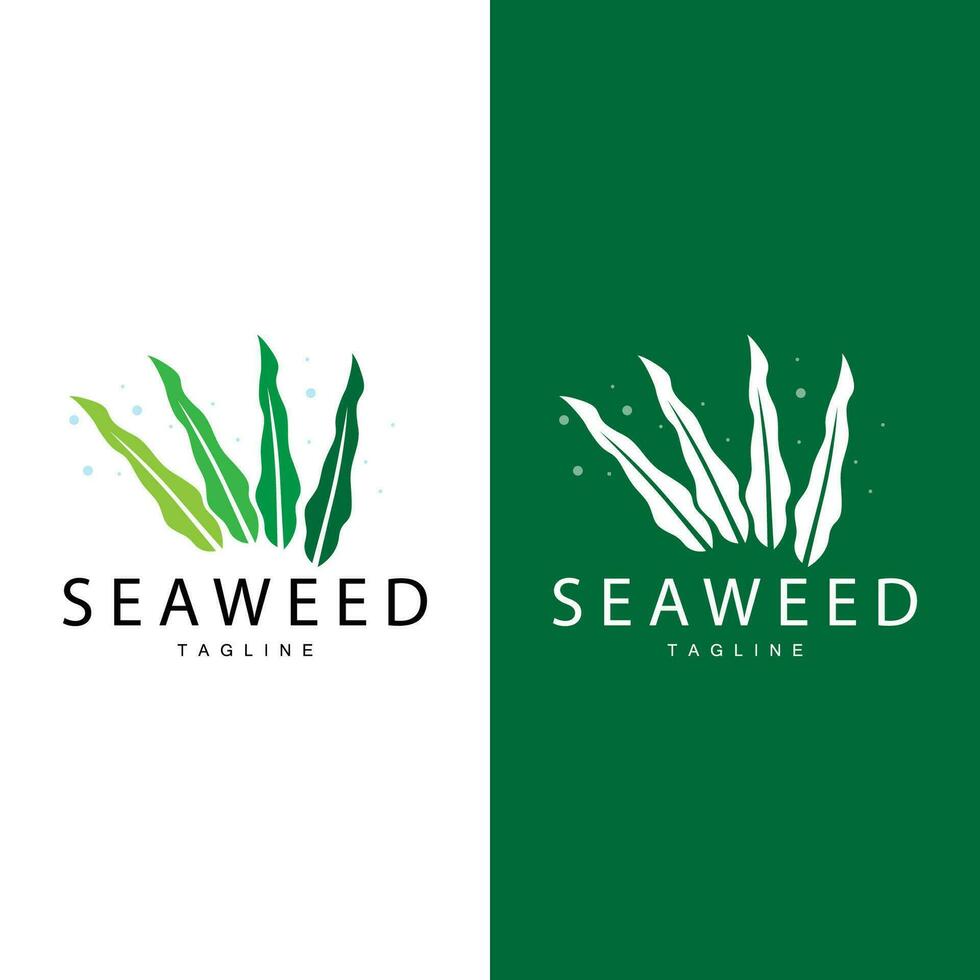 zeewier logo ontwerp, onderwater- fabriek ontwerp illustraties, schoonheidsmiddelen en voedsel ingrediënt vector