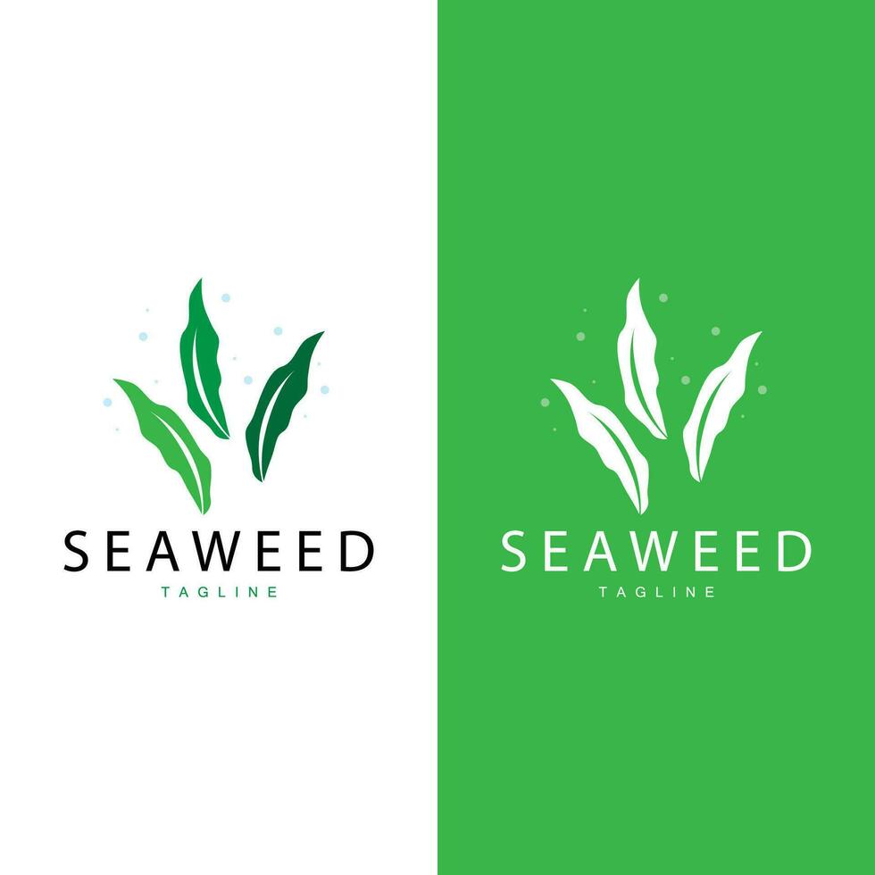 zeewier logo ontwerp, onderwater- fabriek ontwerp illustraties, schoonheidsmiddelen en voedsel ingrediënt vector