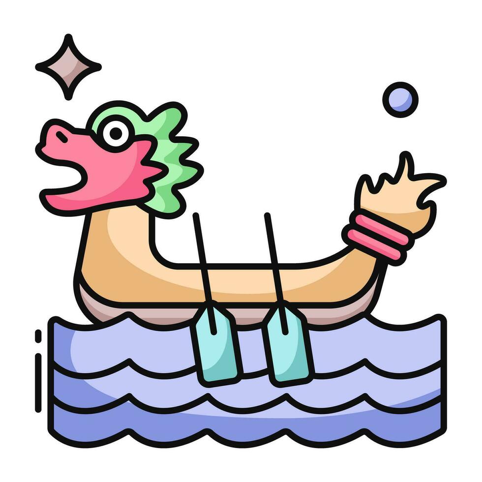 een vlak ontwerp icoon van draak boot vector