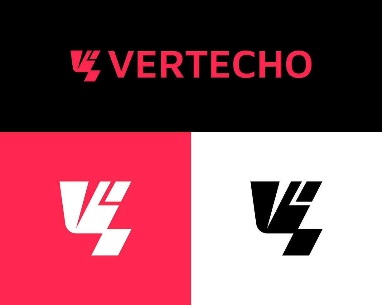 abstract v tech en technologie logo voor bedrijf vector