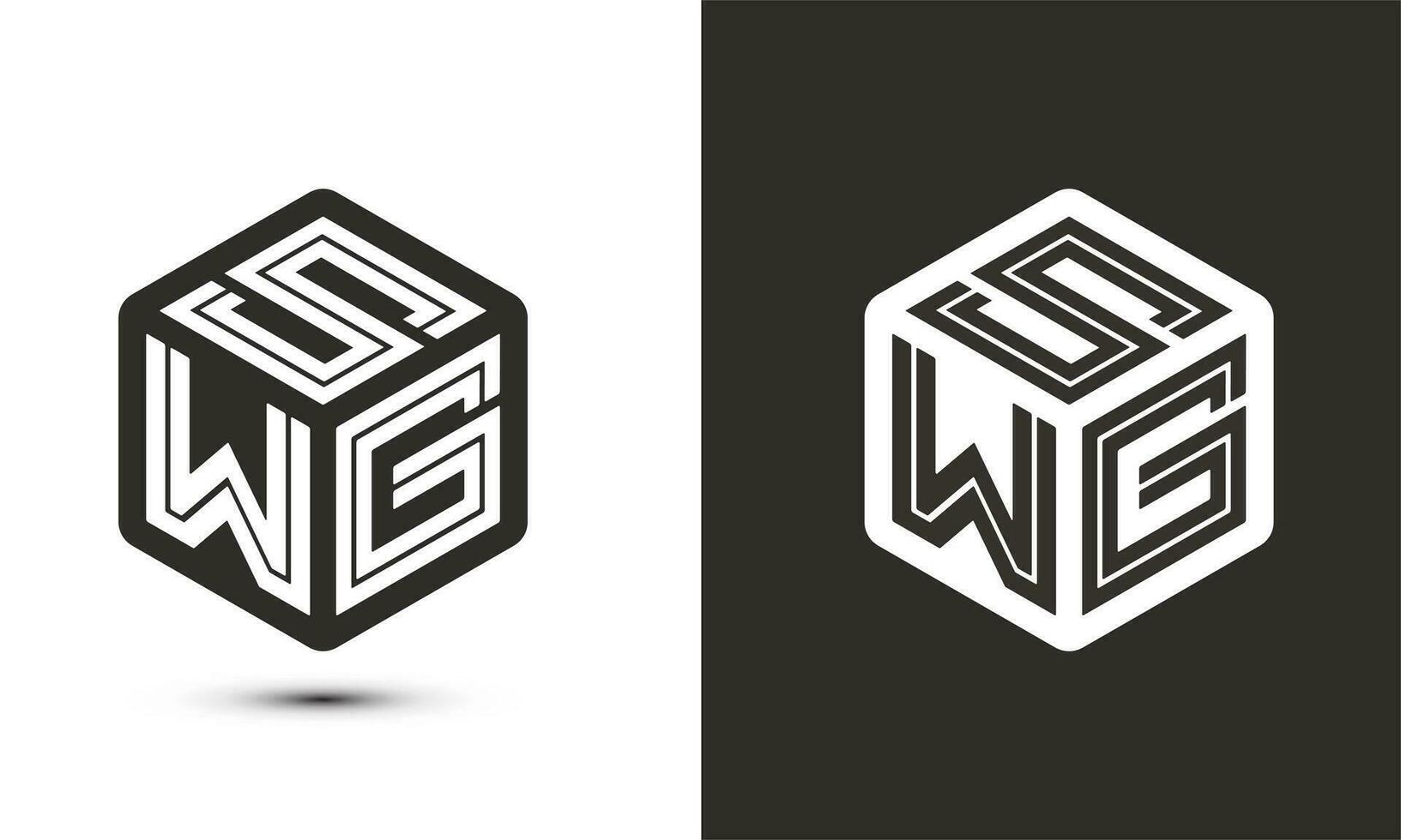 s w g brief logo ontwerp met illustrator kubus logo, vector logo modern alfabet doopvont overlappen stijl. premie bedrijf logo icoon. wit kleur Aan zwart achtergrond