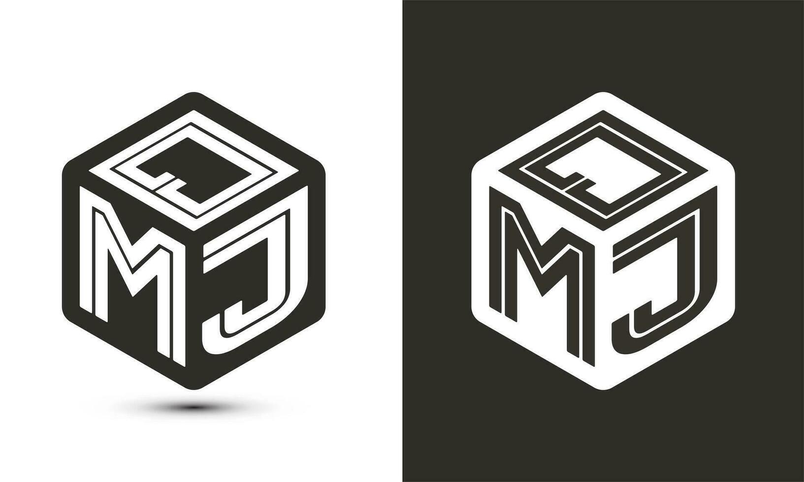 qmj brief logo ontwerp met illustrator kubus logo, vector logo modern alfabet doopvont overlappen stijl.