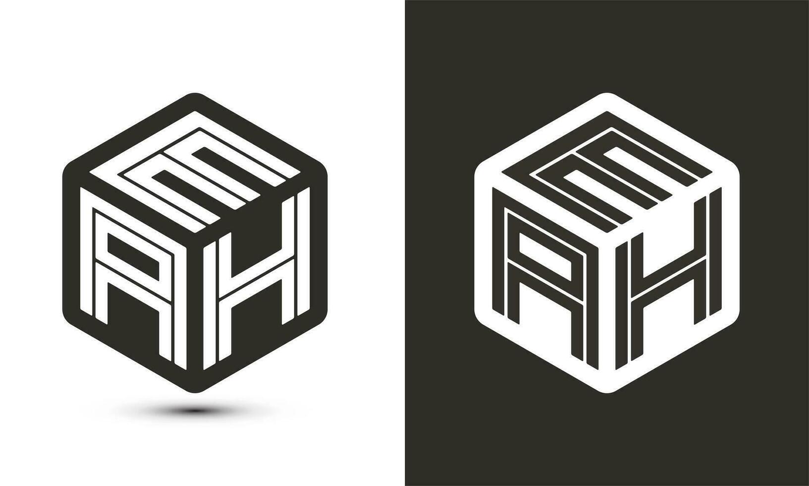 eh brief logo ontwerp met illustrator kubus logo, vector logo modern alfabet doopvont overlappen stijl.