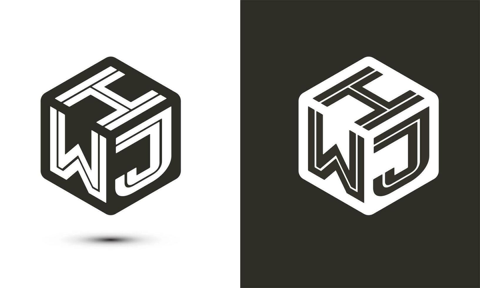 h w j brief logo ontwerp met illustrator kubus logo, vector logo modern alfabet doopvont overlappen stijl. premie bedrijf logo icoon. wit kleur Aan zwart achtergrond