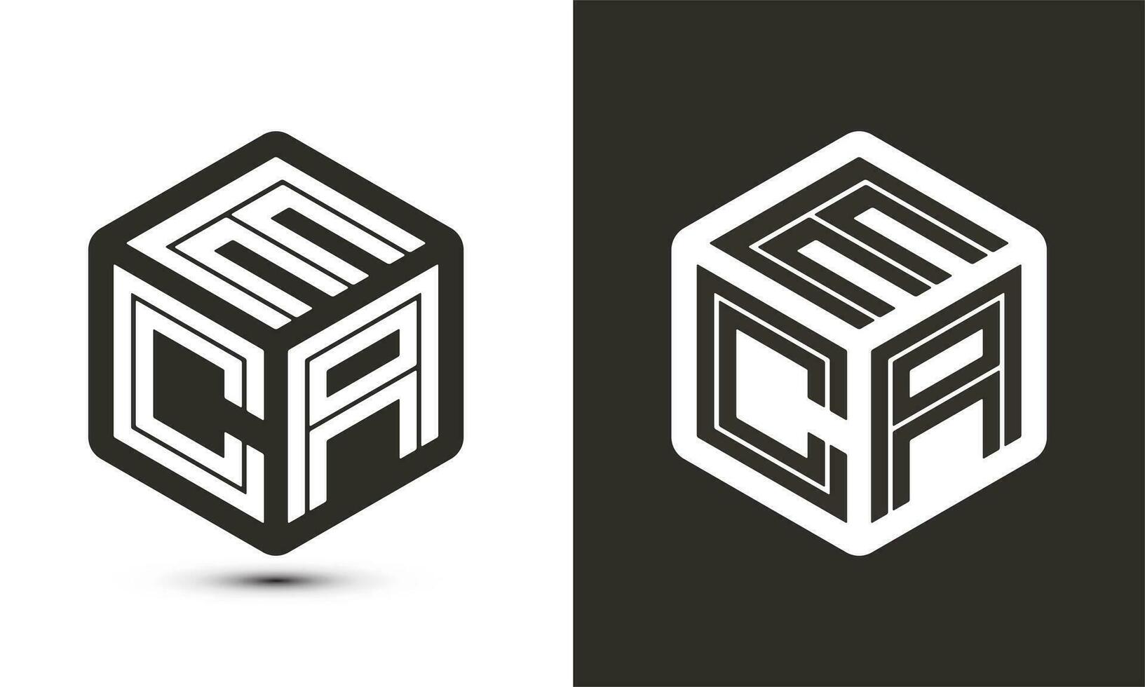 eca brief logo ontwerp met illustrator kubus logo, vector logo modern alfabet doopvont overlappen stijl.