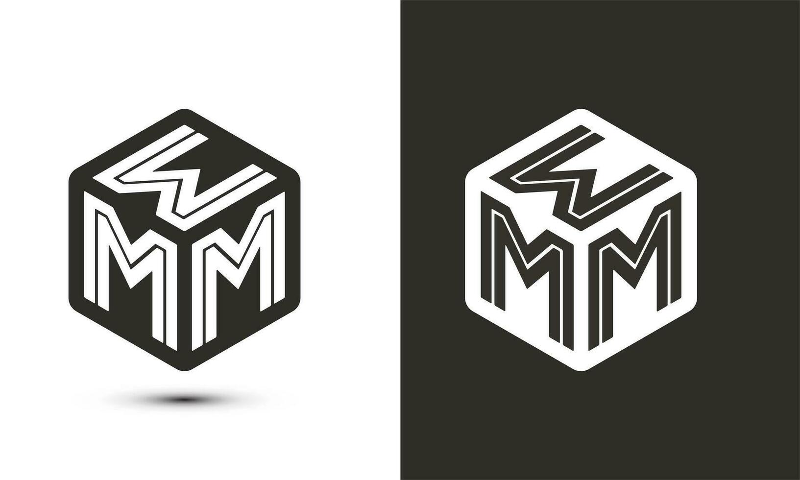 wm brief logo ontwerp met illustrator kubus logo, vector logo modern alfabet doopvont overlappen stijl.