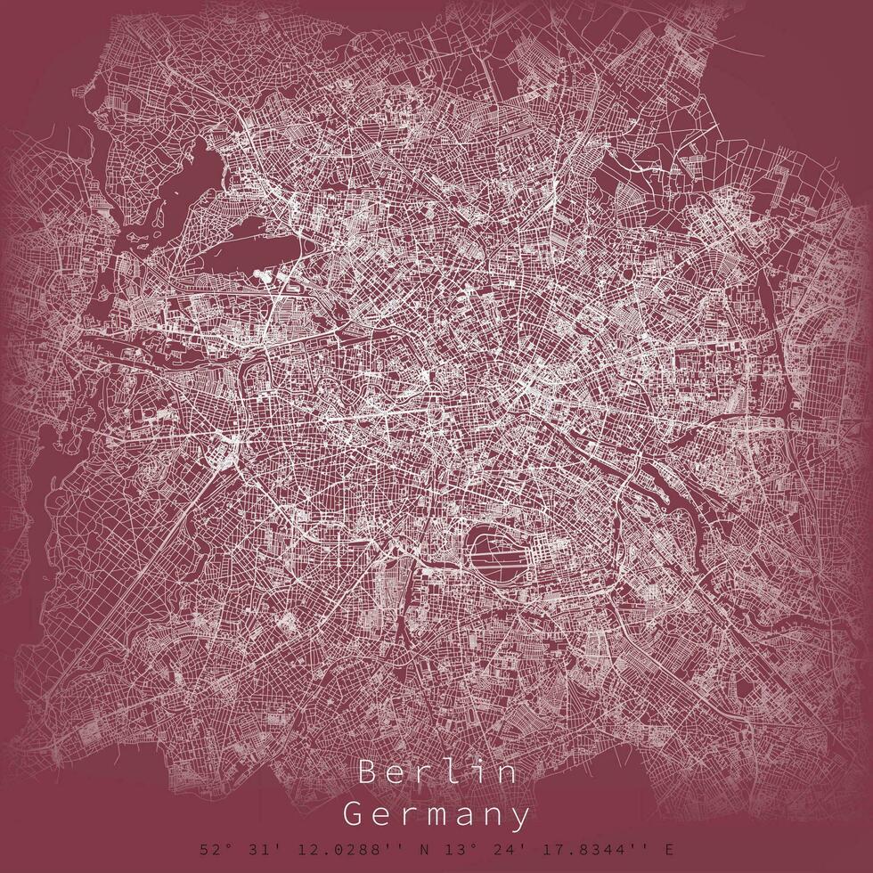 berlijn stad stedelijk straten wegen kaart, Duitsland vector