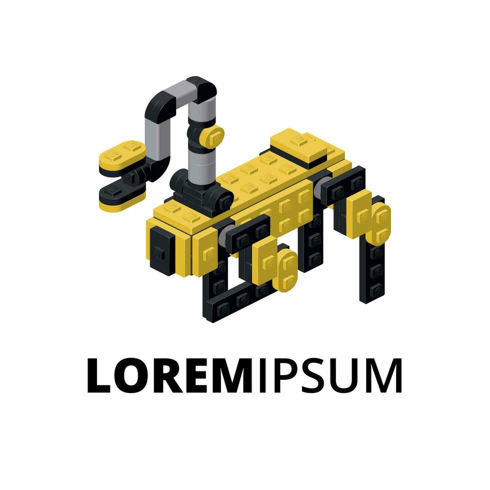 logo met de beeld van een robot in isometrie. vector