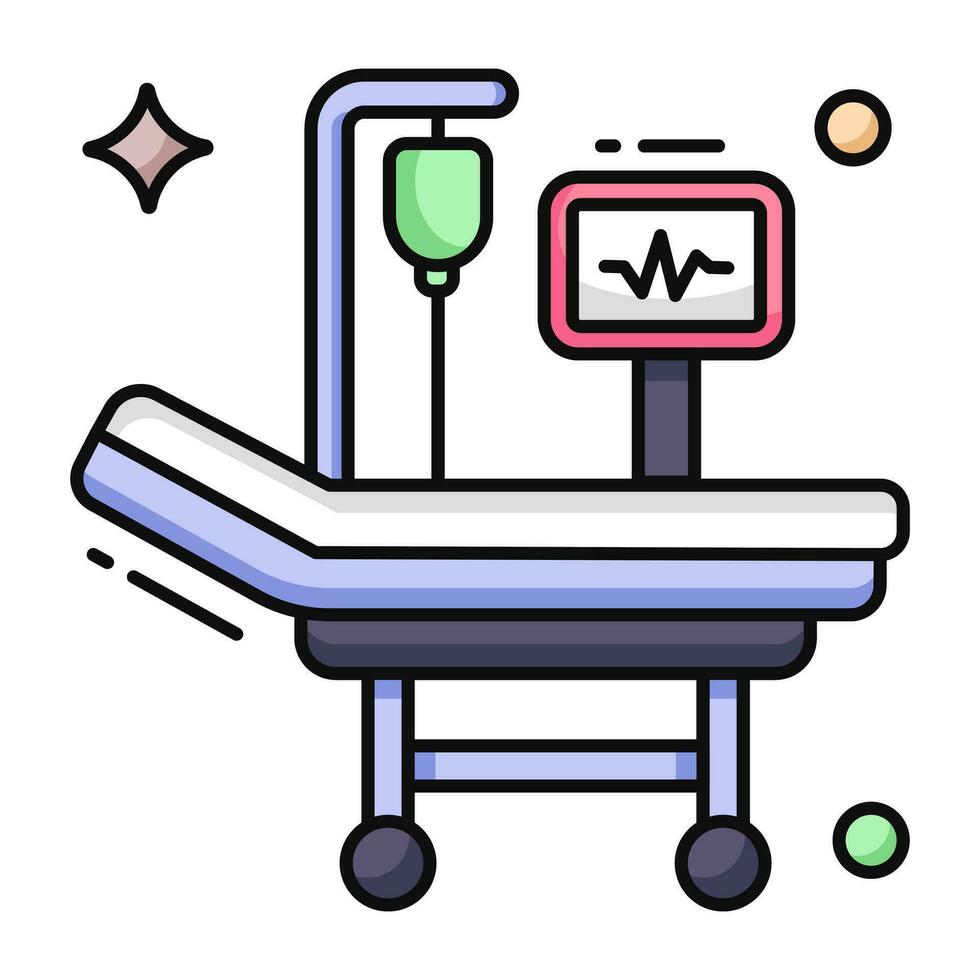 een vlak ontwerp icoon van ziekenhuis bed vector