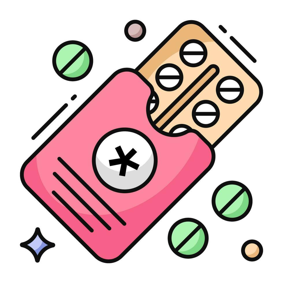 een uniek ontwerp icoon van pillen strip vector