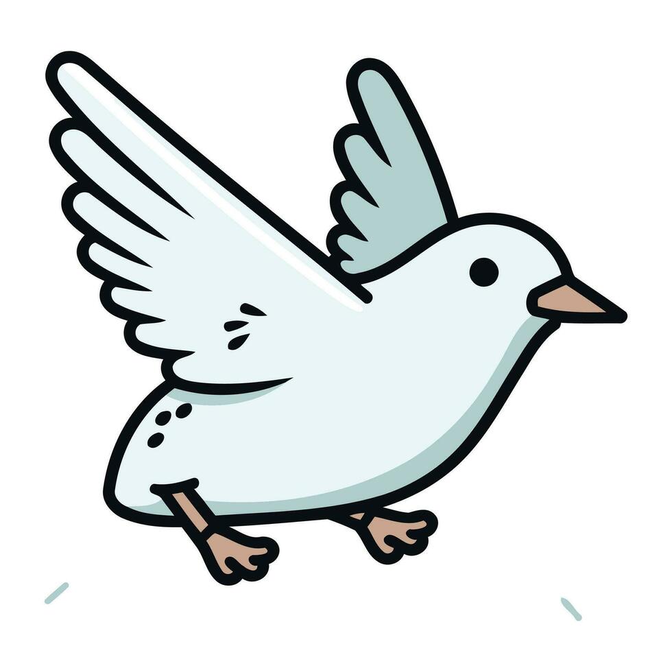 vector illustratie van een vliegend wit duif geïsoleerd Aan een wit achtergrond.