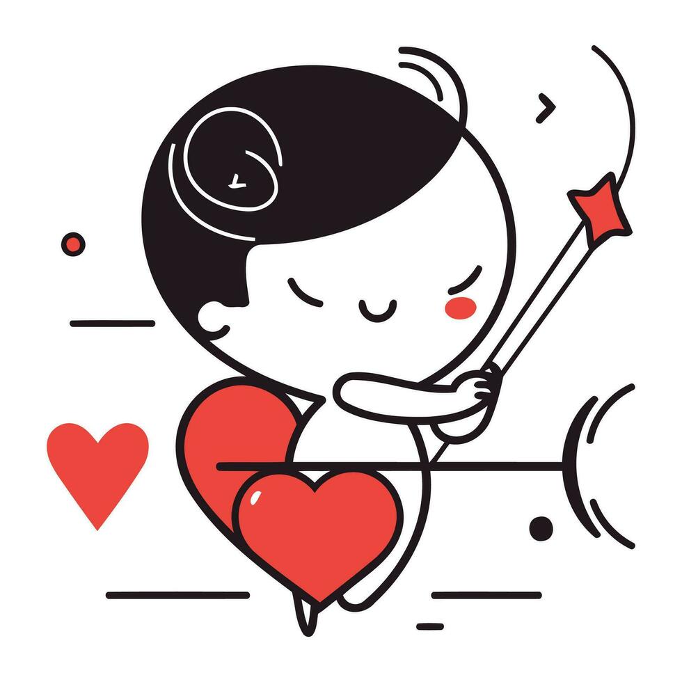 schattig Cupido met een boog en pijl. vector illustratie.