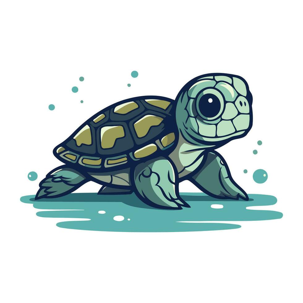 schattig tekenfilm schildpad vector illustratie. geïsoleerd Aan wit achtergrond