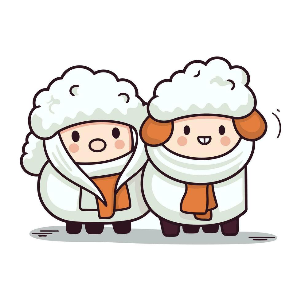 schattig schapen paar tekenfilm karakter vector illustratie ontwerp.xa