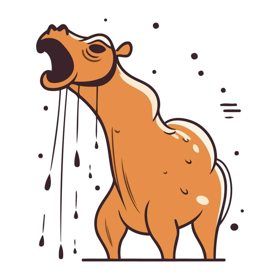 kameel in de regen. vector illustratie in een vlak stijl.
