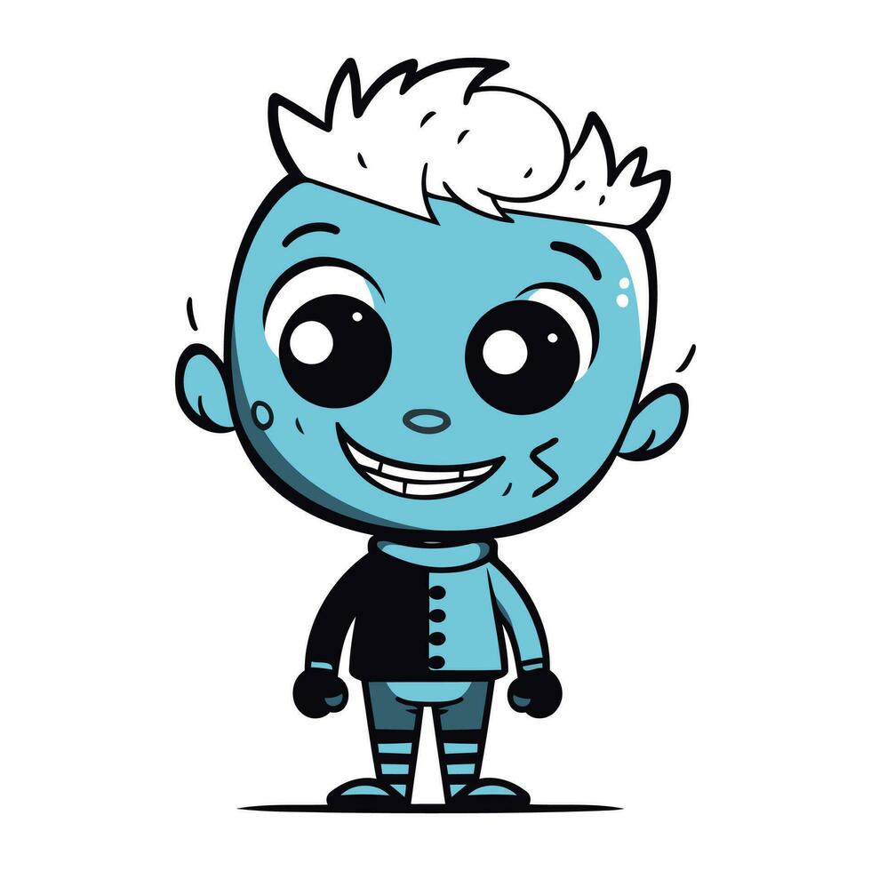 schattig tekenfilm jongen in blauw kostuum. vector illustratie Aan wit achtergrond.