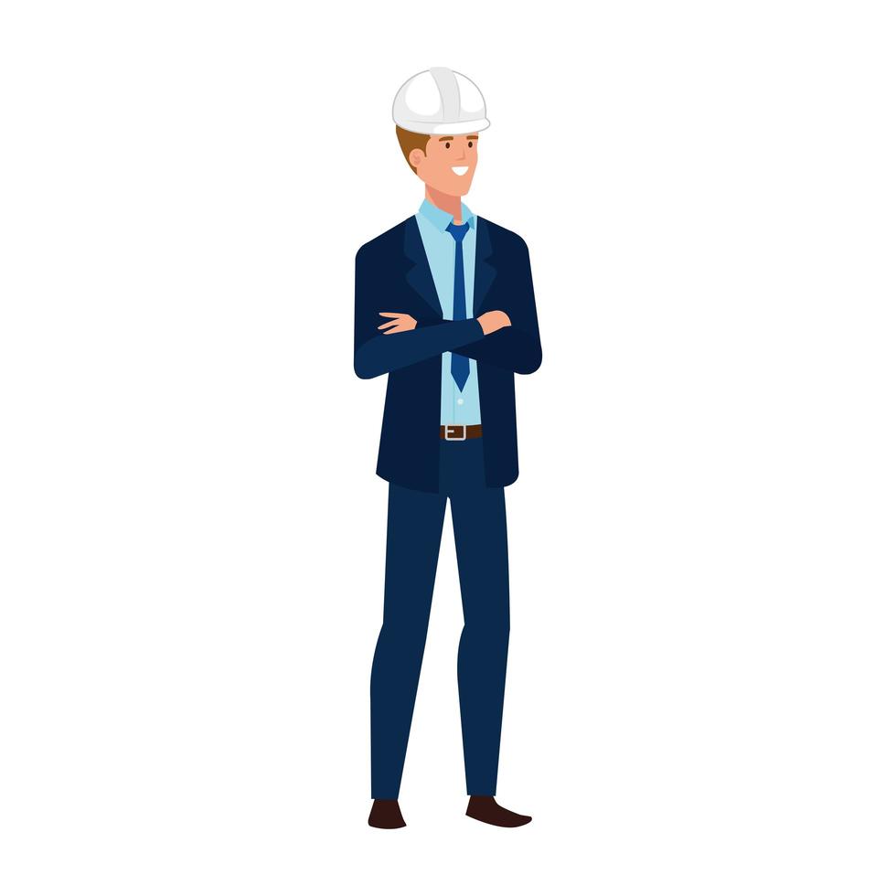 architect man met witte helm vector design