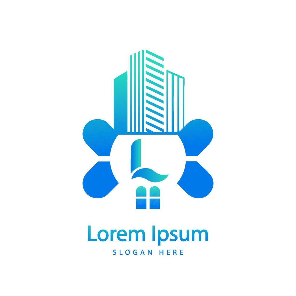 brief l appartementen eigendom en echt landgoed logo vector sjabloon