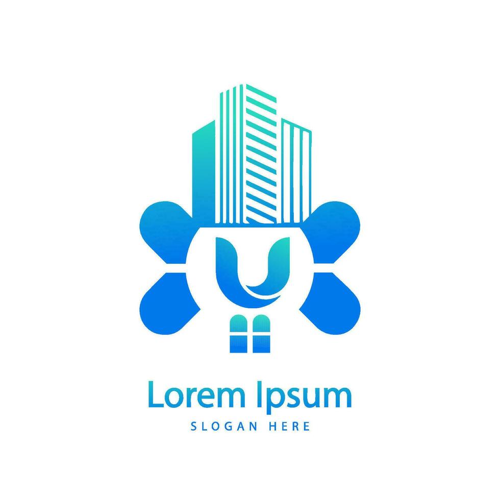 brief u appartementen eigendom en echt landgoed logo vector sjabloon