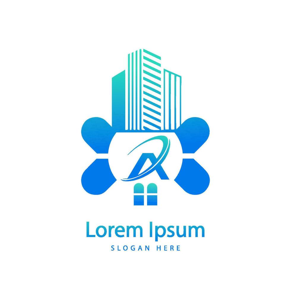 brief p appartementen eigendom en echt landgoed logo vector sjabloon