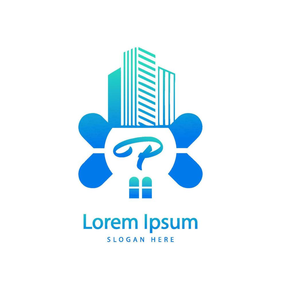 brief p appartementen eigendom en echt landgoed logo vector sjabloon