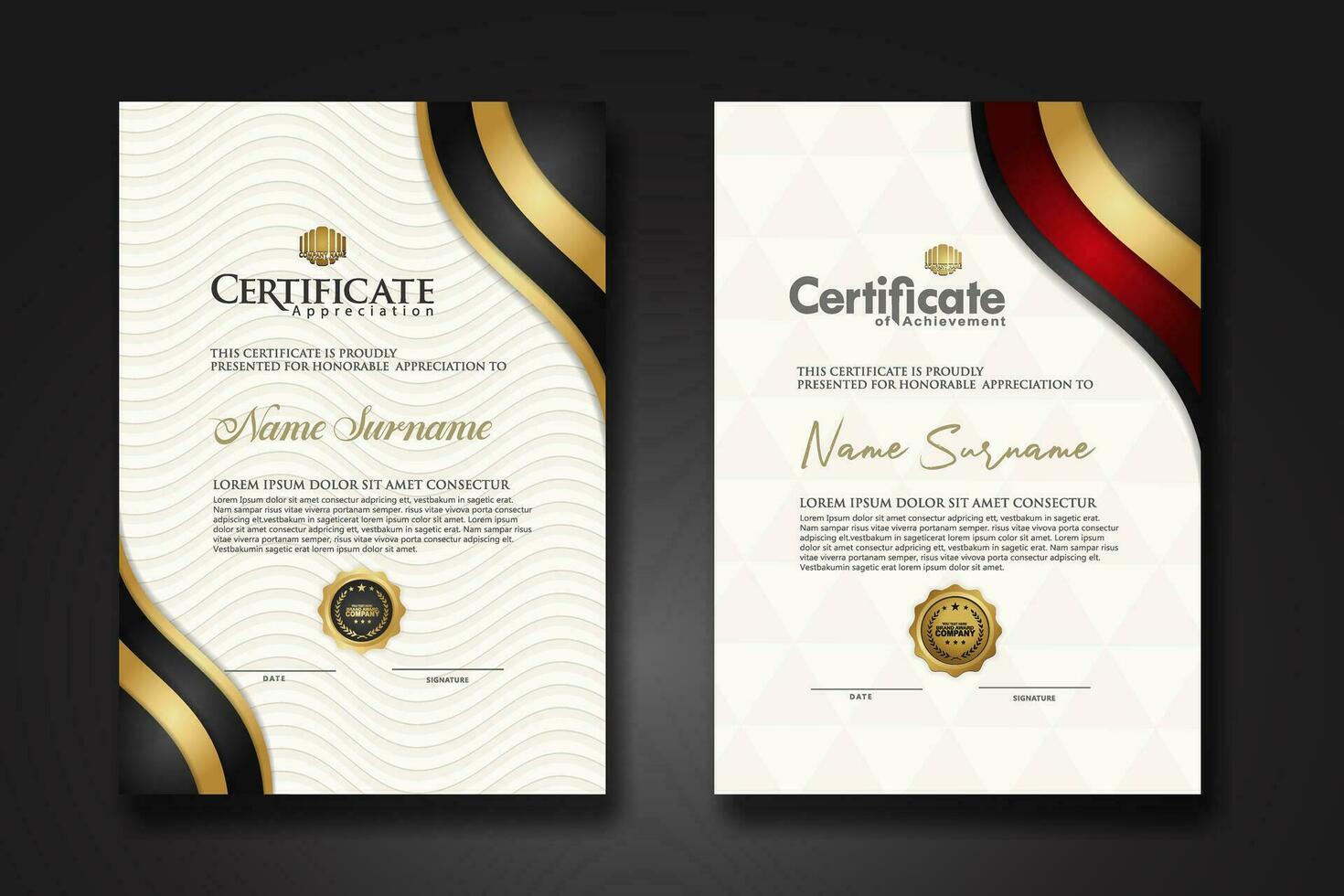 reeks luxe certificaat sjabloon vector