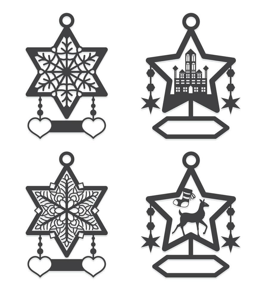 Kerstmis ornament decoratie vector verzameling met Kerstmis bal vlak ontwerp