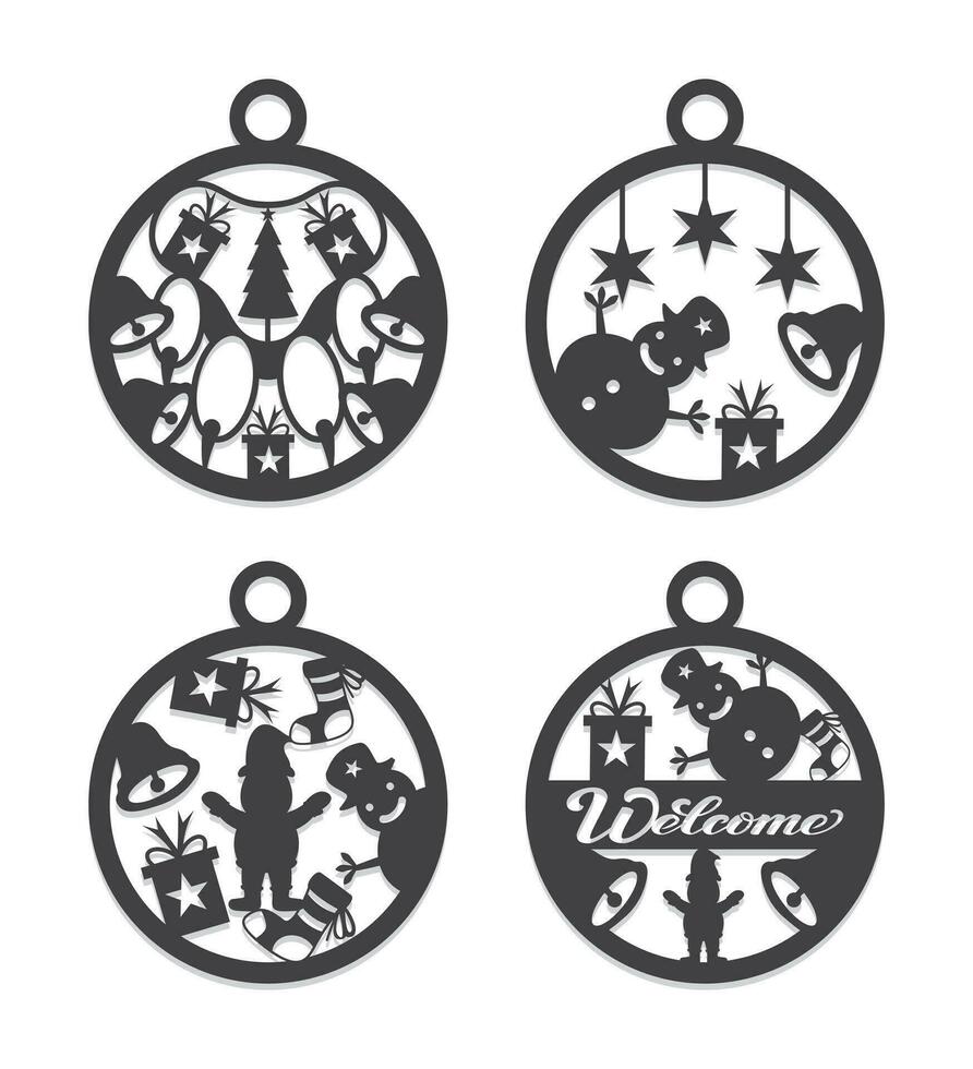 Kerstmis ornament decoratie vector verzameling met Kerstmis bal vlak ontwerp