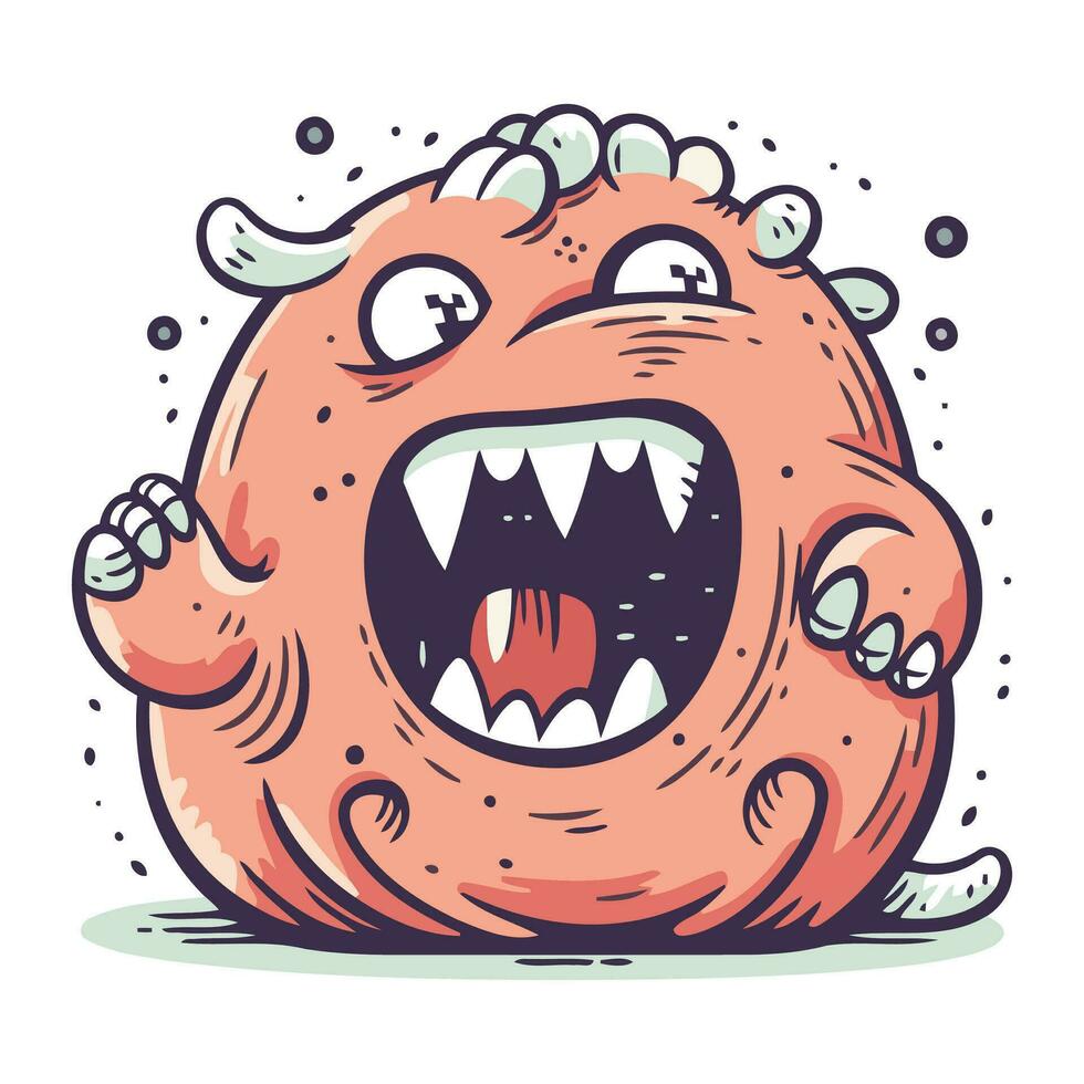 tekenfilm monster. vector illustratie van grappig monster met Open mond en tanden.