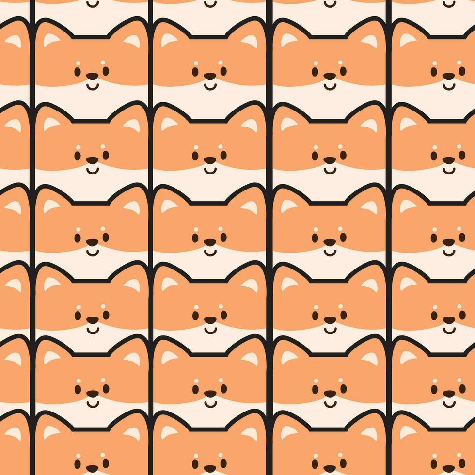 naadloos patroon van schattig gezicht glimlach hond achtergrond.dier karakter ontwerp.pet hand- getekend.herhaal.kawaii.vector.illustratie vector