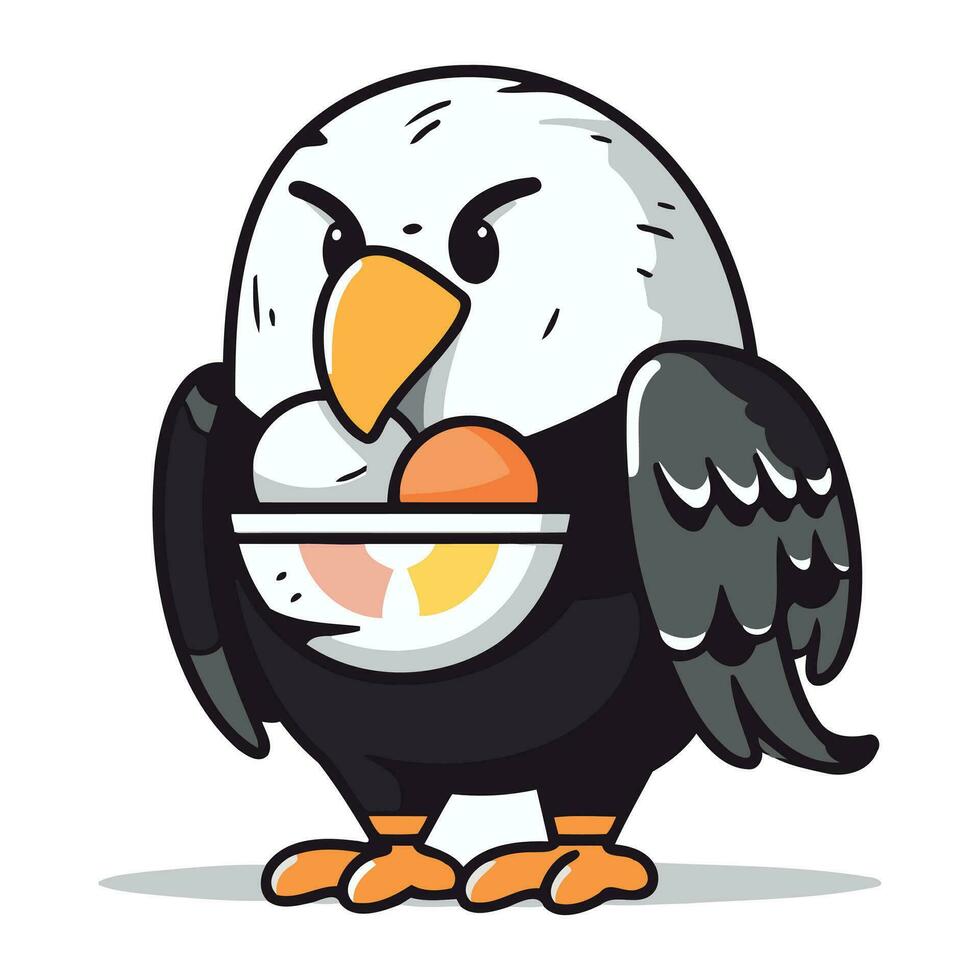 kaal adelaar vogel tekenfilm mascotte karakter vector illustratie.