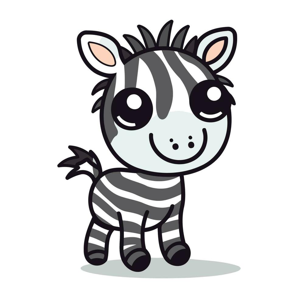 schattig zebra tekenfilm mascotte karakter vector illustratie.