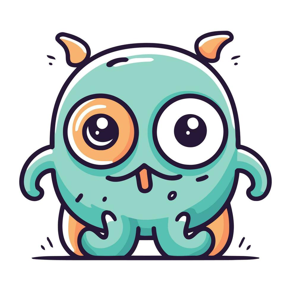 schattig tekenfilm monster. vector illustratie. geïsoleerd Aan wit achtergrond.