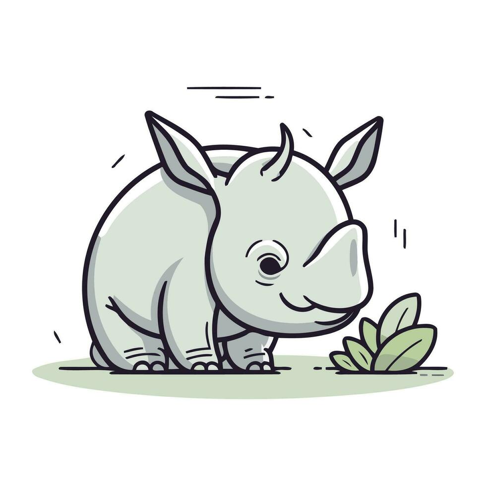 schattig neushoorn tekenfilm vector illustratie Aan wit achtergrond.