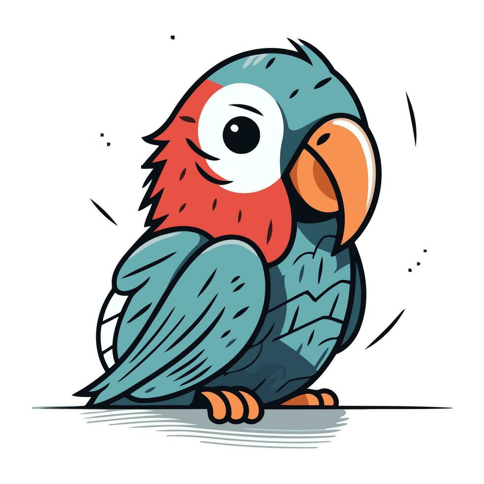 schattig papegaai tekenfilm vector illustratie. hand- getrokken kleurrijk clip art.